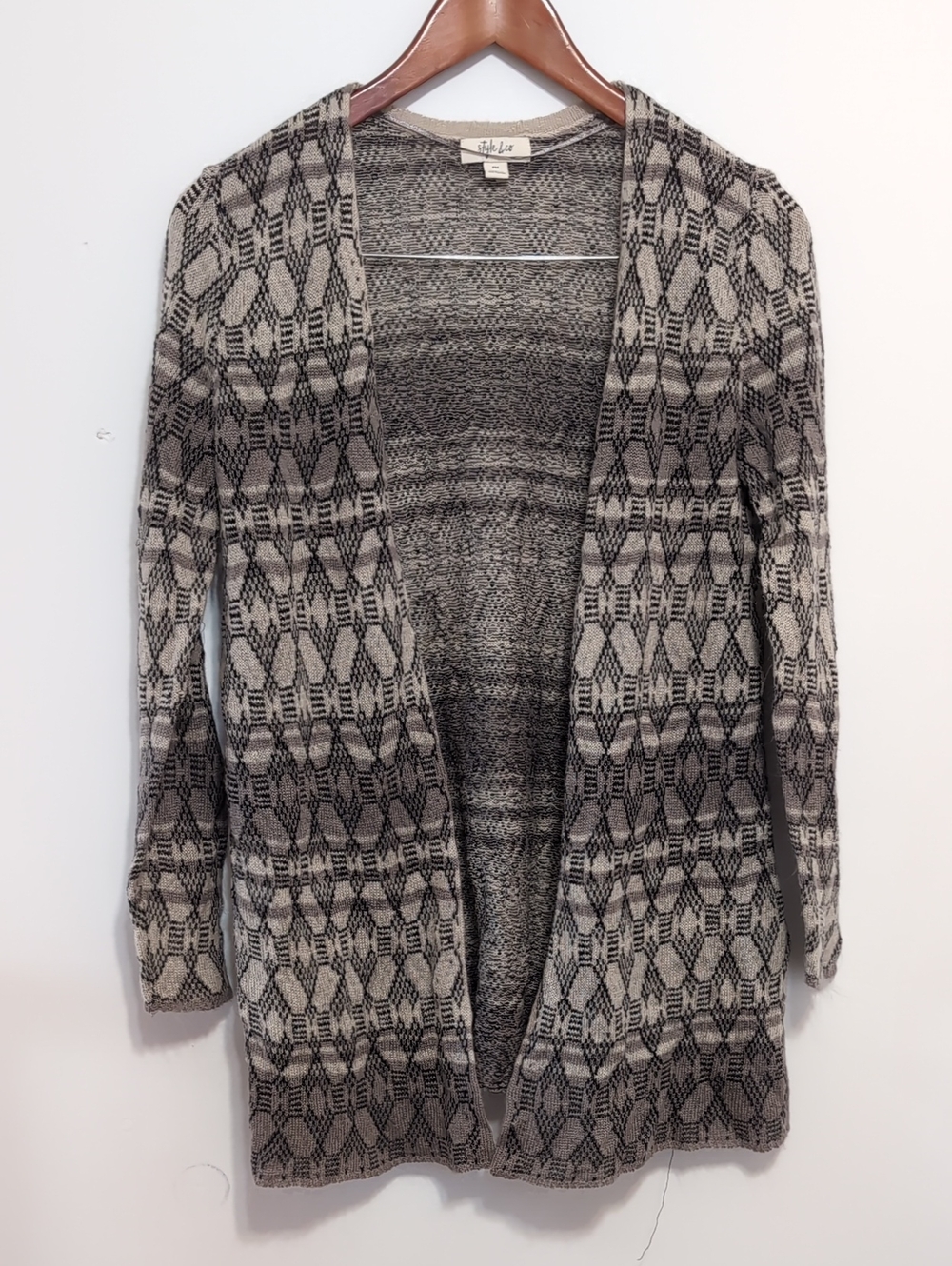 Style & Co Grey Taupe Knit Open Front Cardigan Size Medium Petite